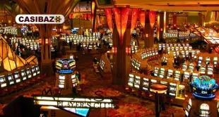 سالن کازینو با ردیف‌های متعدد دستگاه اسلات