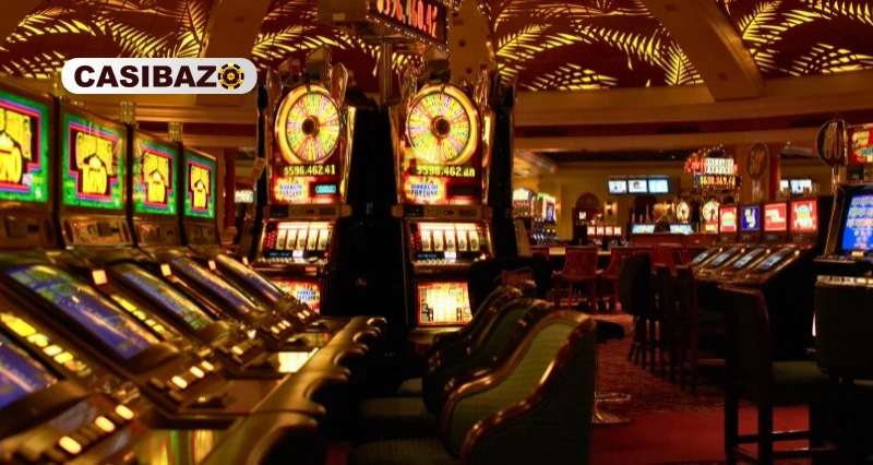 دستگاه‌های اسلات در محیط کازینو با نورپردازی گرم